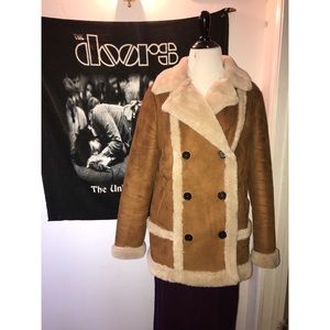 *SOLD* Top shop tan Faux Suede/faux fur lined coat